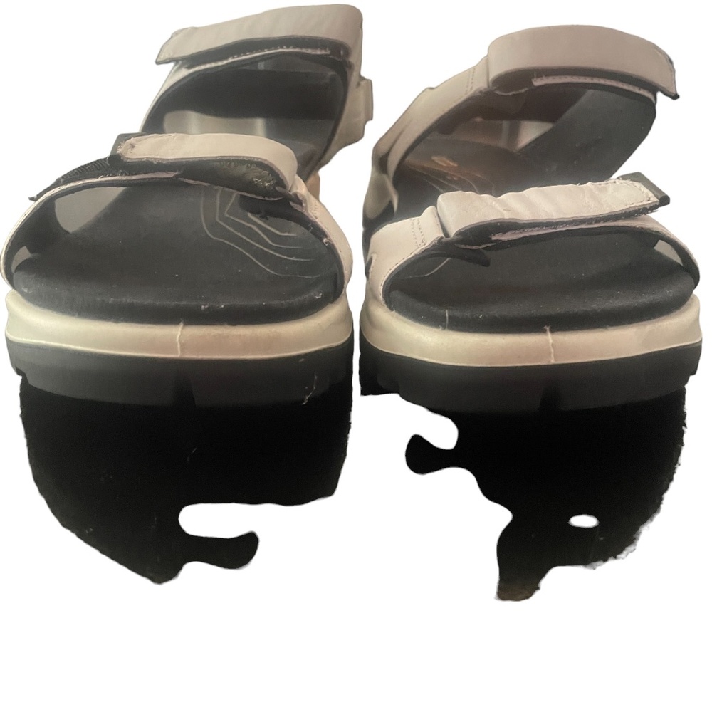Ecco Sandals 43 Men's Slip On 12-12 1/2 Whtie Hook Loop Fastner - Picture 4 of 9